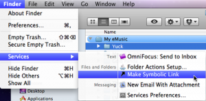 This "Make Symbolic Link" service uses an icon